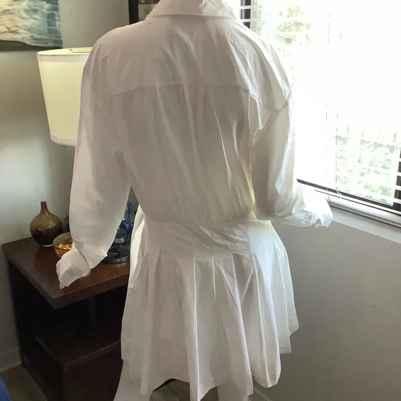 Zara White Cotton Layered Mini Shirt Dress - Picture 2 of 11